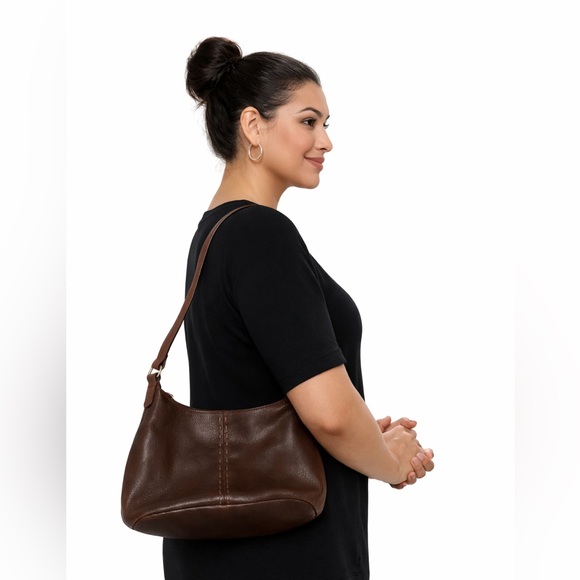 Fossil Brown Pebbled Leather Shoulder Bag style # 75082 - Picture 9 of 9